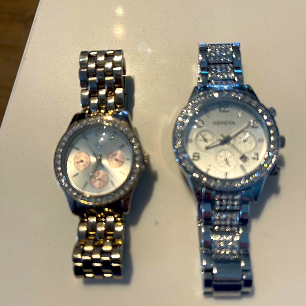 Pair of Silver Geneva Watches.